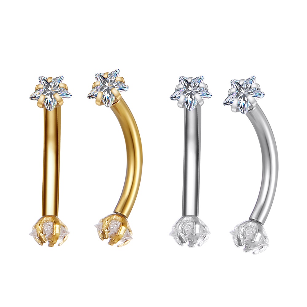 Piercing Microbell Curvo Aço Cirúrgico Zircônia Estrela / Sobrancelha, Rook, Daith, Tragus, Cartilagem, Lábios e Outros. em Oferta na Shopee
