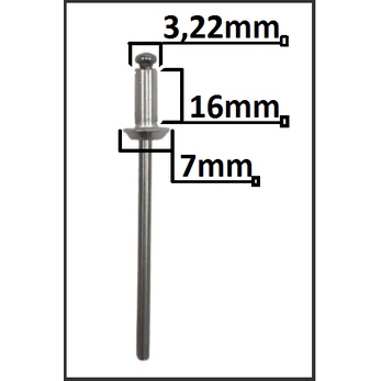Rebite Pop Alumínio 1/8 - kit 10 unidades Diâmetro 3,22mm