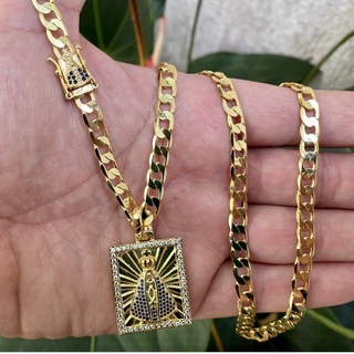 Cordão moeda antiga Grumet (7 mm) com fecho especial banhada a ouro 18k