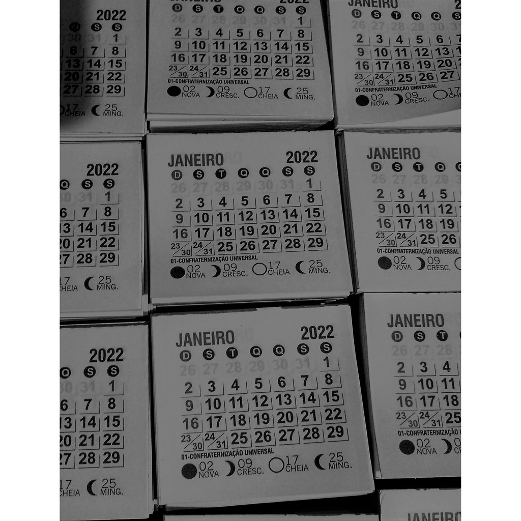 2000 Bloco de Calendários 2022- Preto e Branco 5x5cm  - 2000 unidades