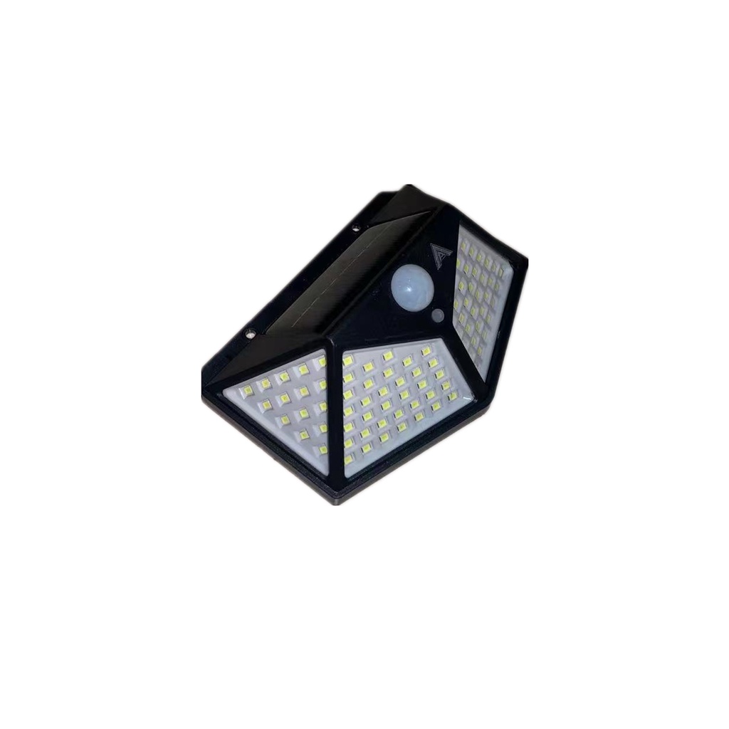 Luminária Solar de Parede Refletor 100 Led Sensor Presença Movimento Prova D' Água Com 3 Funções Bateria 18650 1200mah Carregar 4.9