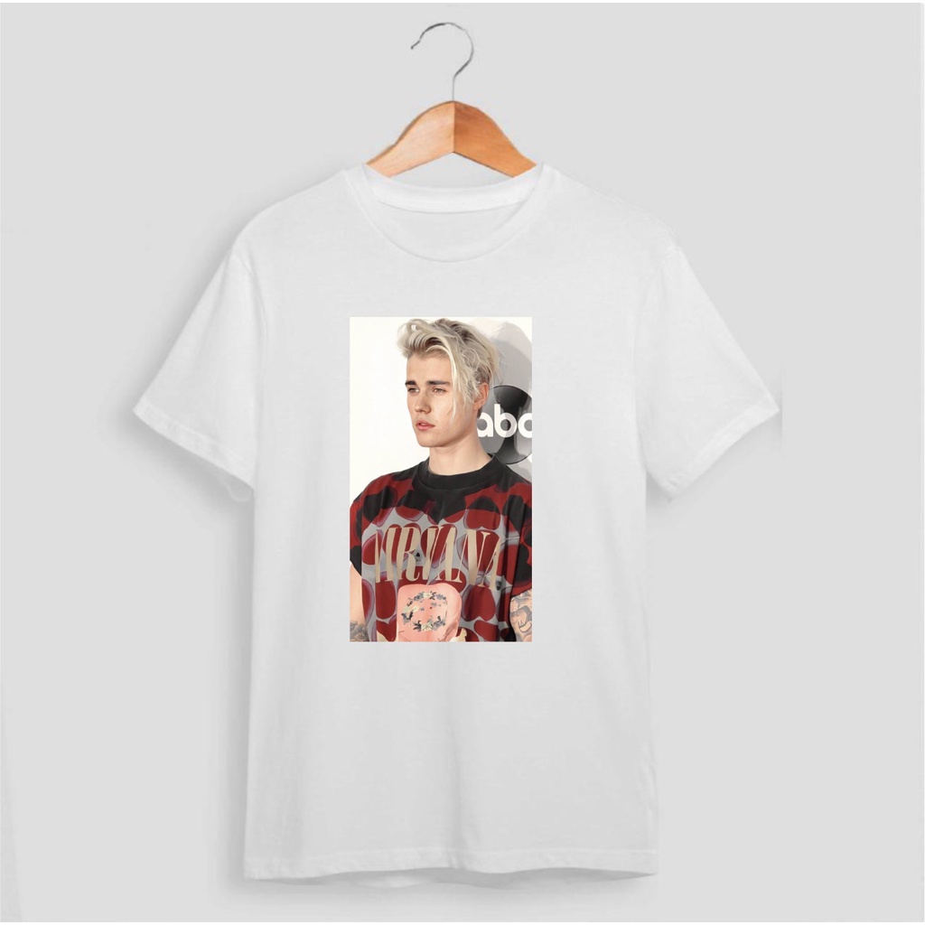 Camiseta nova moda tendência masculina e feminina estampa Justin Bieber 2022 turnê tumblr coleção estampa frente e costa Justin Bieber