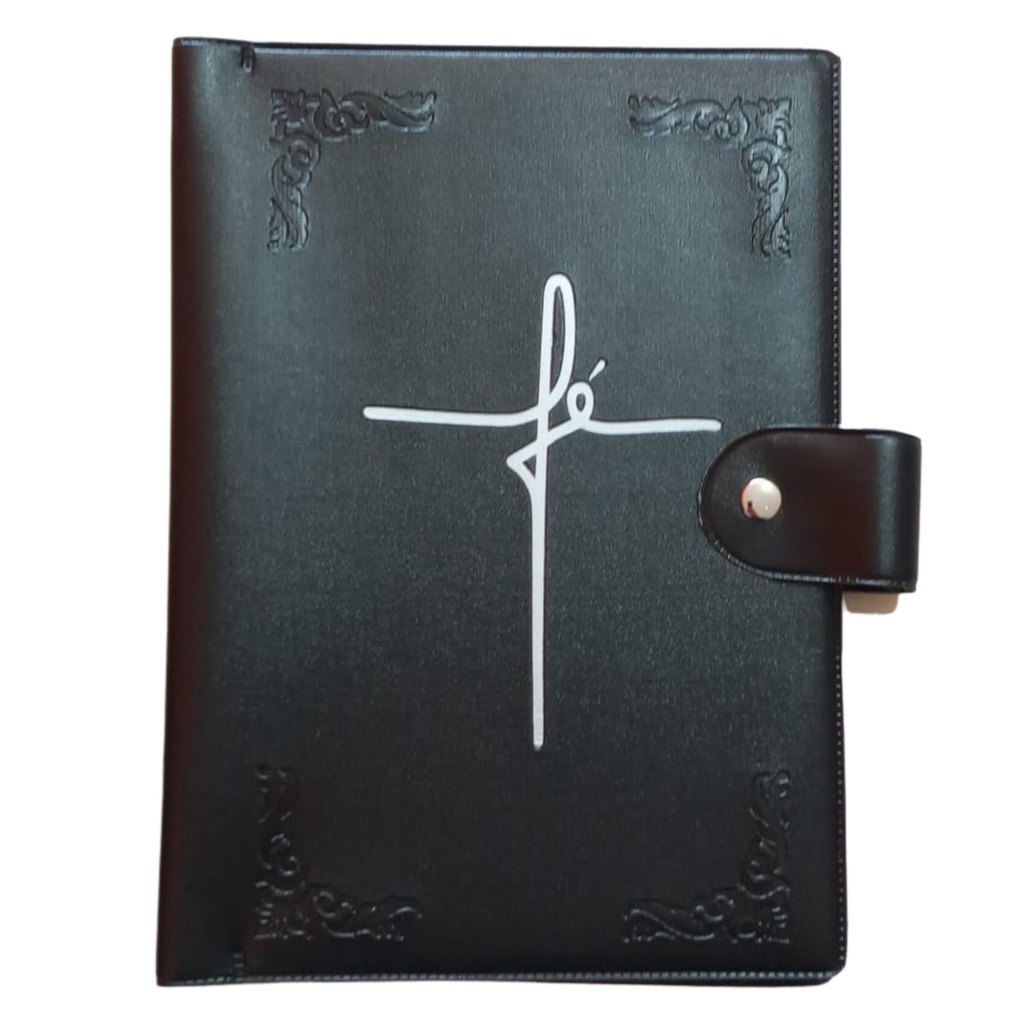 Capa para Bíblia com Botão Escrito Fé | Tamanho Médio - Nº 11 | Lançamento