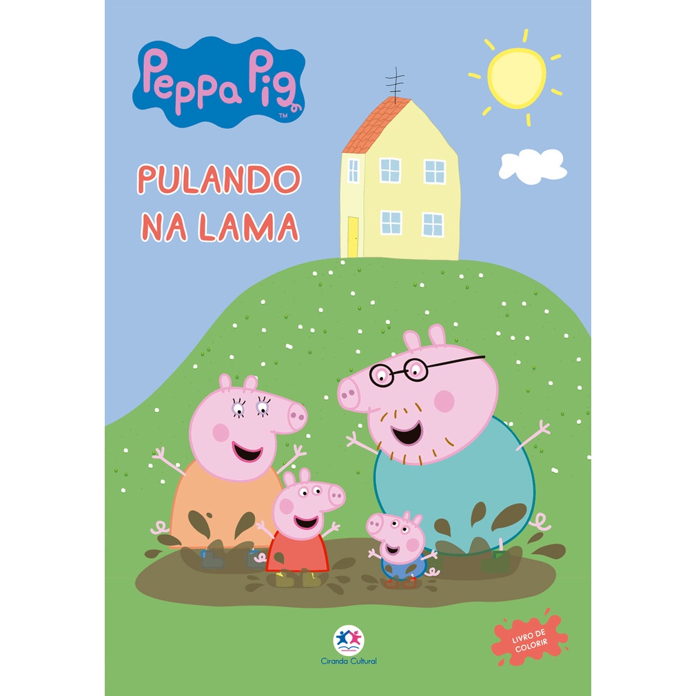 Colorir Médio - Peppa Pig - Pulando na Lama