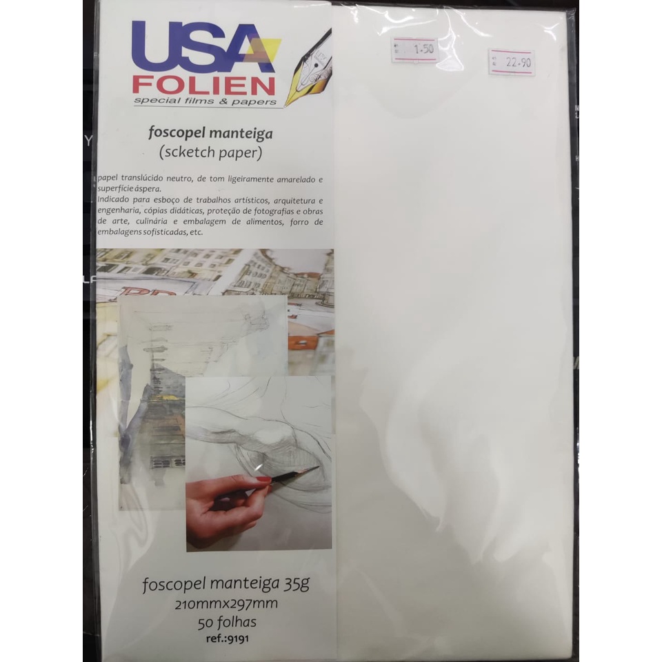Papel Manteiga A4 35G 210X297mm Usa Folien 50 folhas Oferta Imperdível
