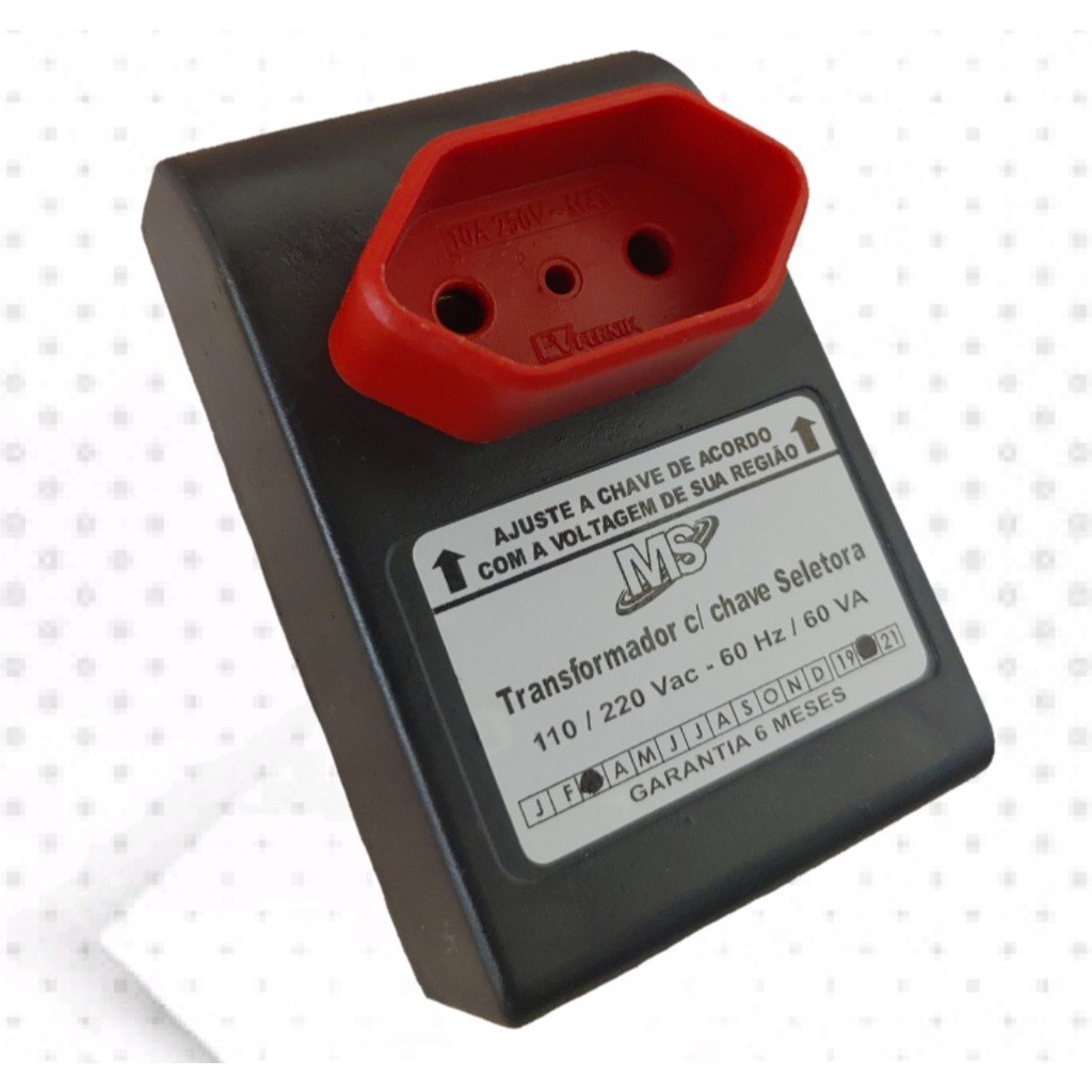 Transformador de energia conversor 60va (para aparelhos de até 45w) 110v/127v para 220v
