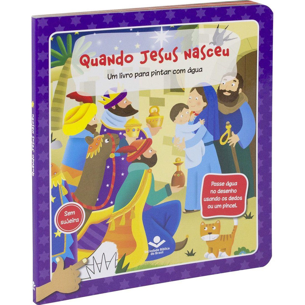 Um livro para pintar com água | Capa dura Quando Jesus Nasceu em Oferta na Shopee