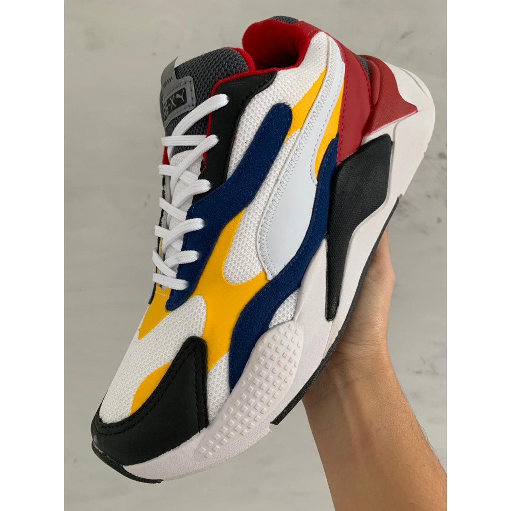 T NIS PUMA RS X REFLETIVO Preto Vermelho Azul Corre Que Ta Baratinho