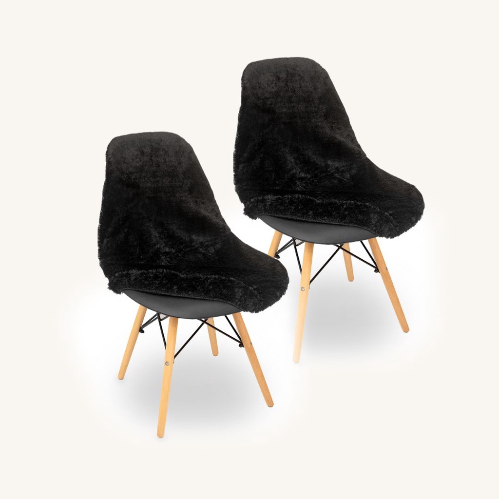 Kit Capa Cadeira Eames Eiffel Pelo Curto: Preta 2 Peças pelinho decoracao presente penteadeira jantar escritorio quarto