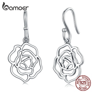 Brincos Bamoer 925 Ganchos De Orelha Rosa De Prata Moda Jóias Presentes Para Meninas