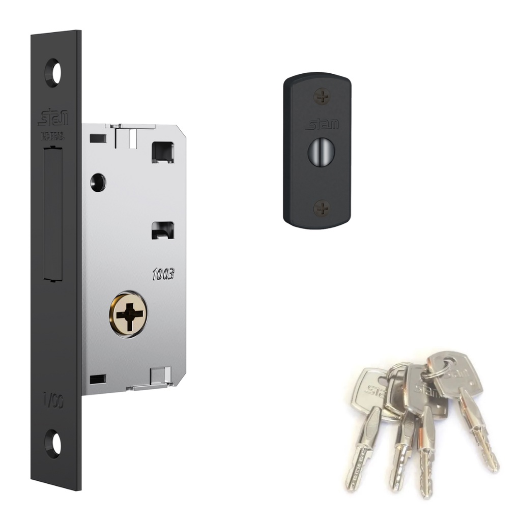 Fechadura Stam Trava Tetra Porta Metal 1003 Preto Fosco
