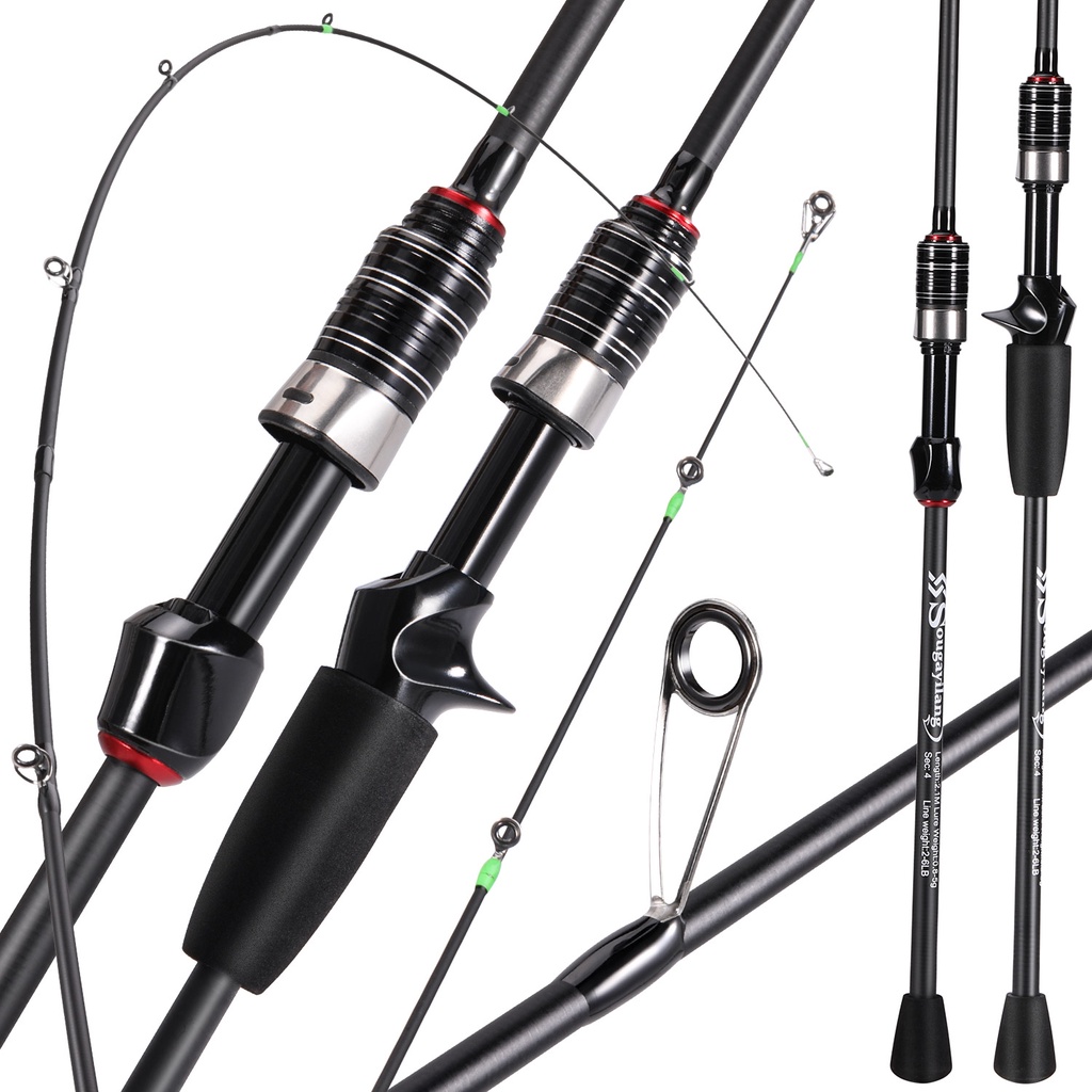 Sougayilang 4 Seções Vara De Pesca 1.8M 2.1M Fibra De Carbono Max Drag 8kg - Sports & Outdoors