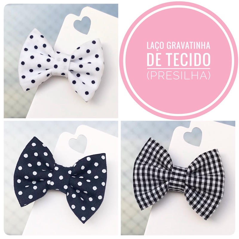 LAÇO GRAVATINHA DE TECIDO(presilha com borrachinha antideslizante) em Oferta na Shopee