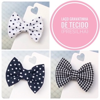 LAÇO GRAVATINHA DE TECIDO(presilha com borrachinha antideslizante) em Oferta na Shopee