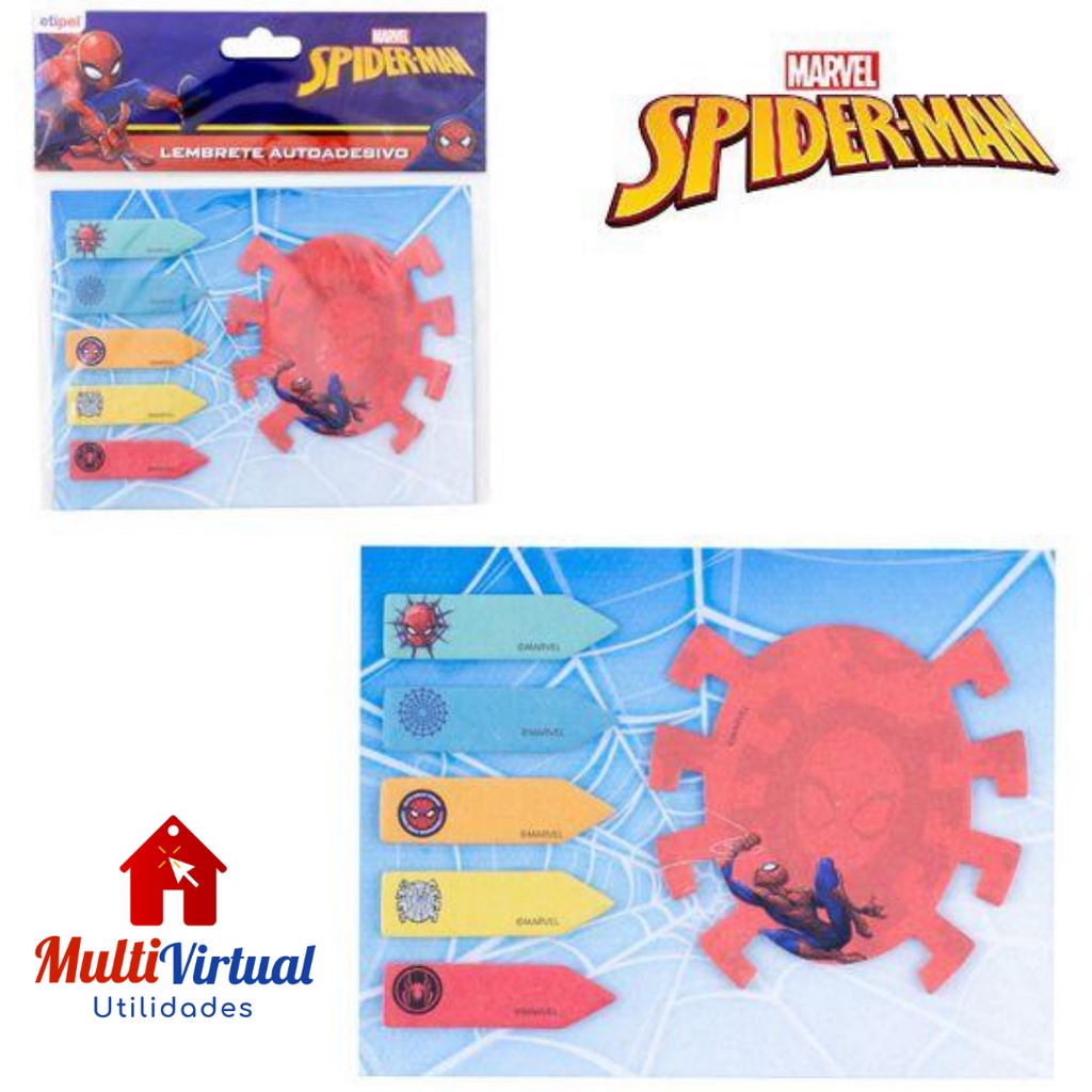 Bloco Autoadesivo Sticker Para Recado Homem Aranha Spider Man Sortidos Com 120 Folhas - Etipel ENVIO IMEDIATO
