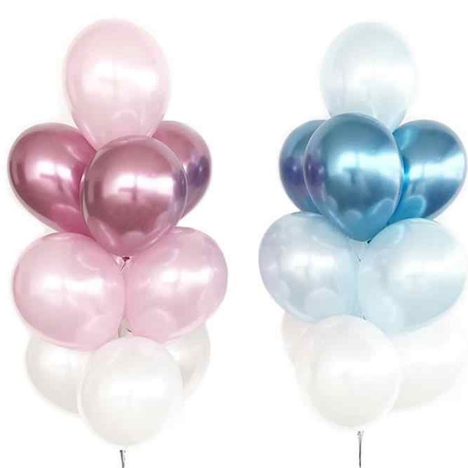 Balão 5 Pol 25 Pink Cromado+ 25 Azul  Metalizado Chá Revelação Bebe