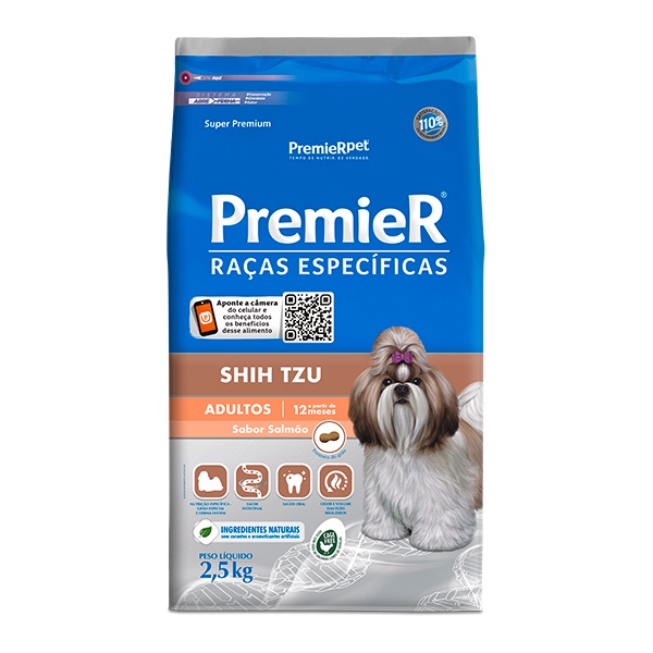 Ração Premier Raças Específicas Shih Tzu para Cães Adultos Sabor Salmão - 2,5Kg