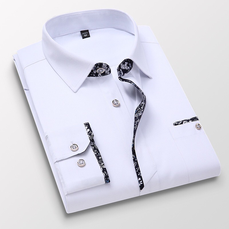 Camisas De Manga Comprida Masculina De 6 Cores Tendências Européias Formal/Casual Style Office Cotton Business Shirts