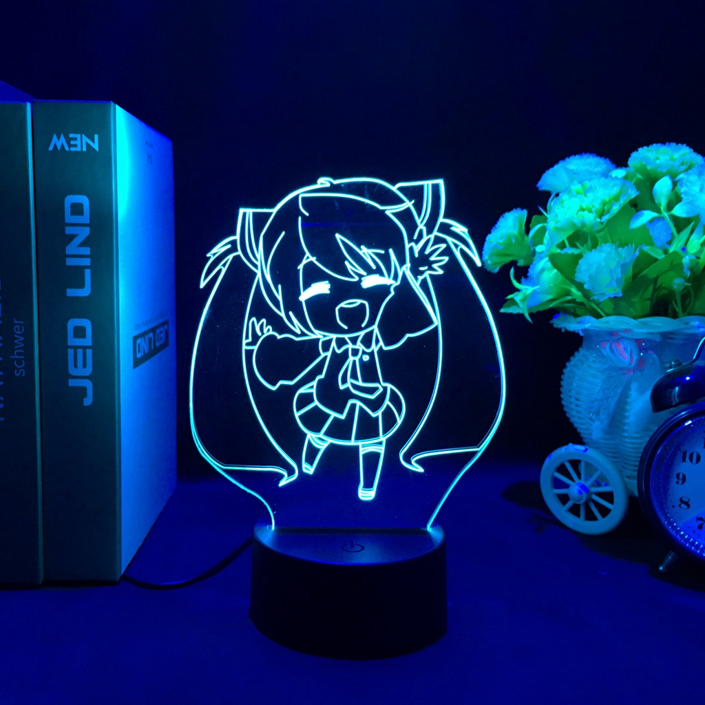Anime Hatsune Miku 3d Luz Noturna Enfeites De Quarto LED Lâmpada De Cabeceira Decoração De Mesa Atmosfera Romântica