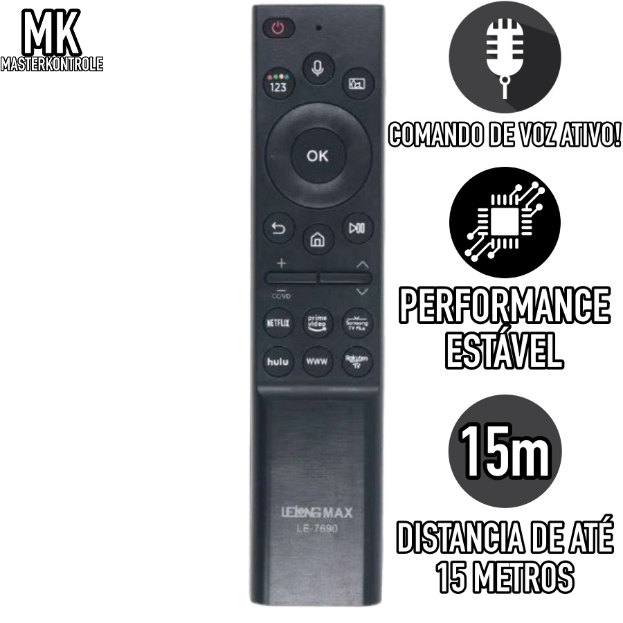 Controle Remoto compativel Smart Tv Samsung 4k Universal Comando de Voz