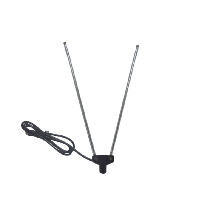 Imagem Antena De Tv Interna Dupla Formato V Com Cabo Coaxial Para Televisão UHF VHF FM Plug Tipo F