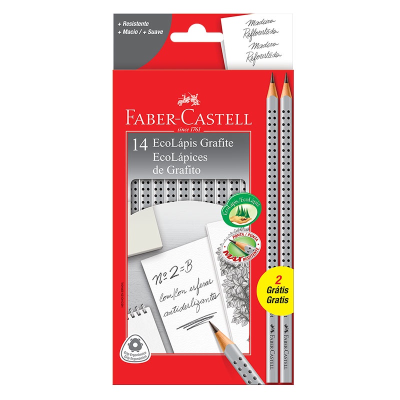 Lápis preto nr 2B - 2001B/F - caixa com 14 unidades - Faber-Castell em Oferta na Shopee