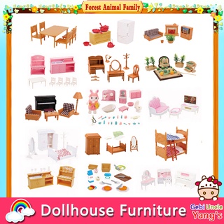 [Hot Spot] Animais Da Floresta Conjunto De Mini-Cama Família Forest Móveis De Bricolage Montagem 1 : 12 Villa Brinquedos Casa De Vinho Boneca De Aniversário