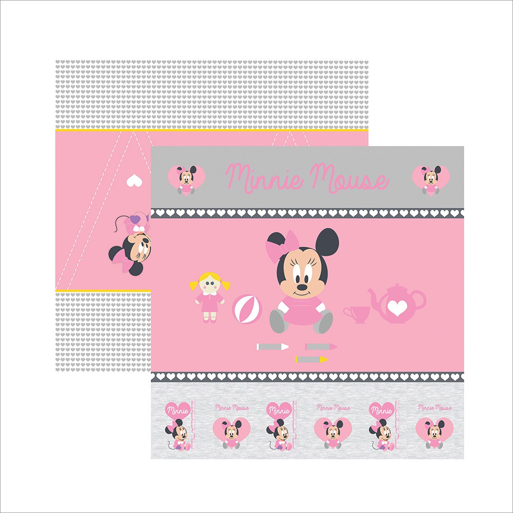 Papel Scrap Festa Disney Baby Minnie 1 Cenário e Bandeirolas Sdfd022 - Toke e Crie