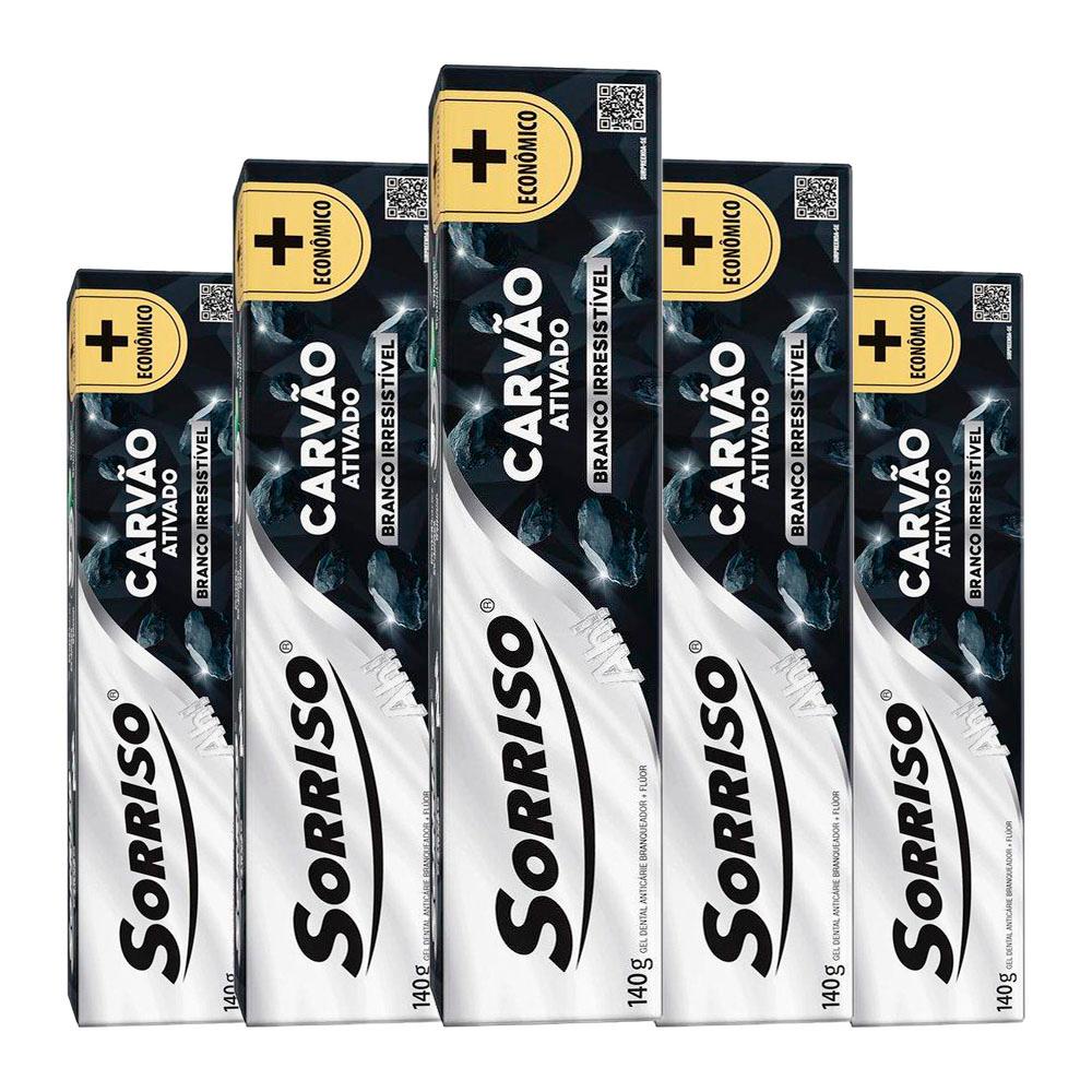 kit 5 Creme Dental Sorriso Carvão 140g em Oferta na Shopee