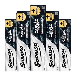 kit 5 Creme Dental Sorriso Carvão 140g