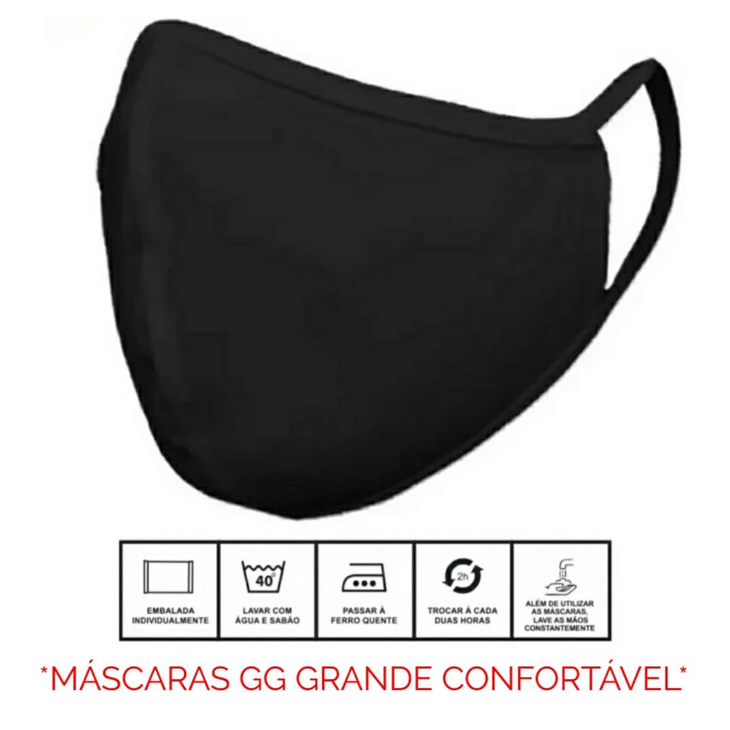Mascara GG Grande Tecido Duplo Algodão Lavável Reutilizável em Oferta na Shopee