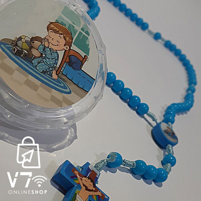 Terço Infantil Santo anjo Religioso / Acompanha Caixinha + Oração