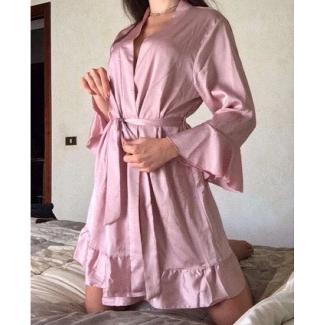 Robe De Cetim Rosa Bebe Roupa Feminina Pijama Delicado Tamanho P Claro Chique Elegante Dormir Shein Shopee Brasil