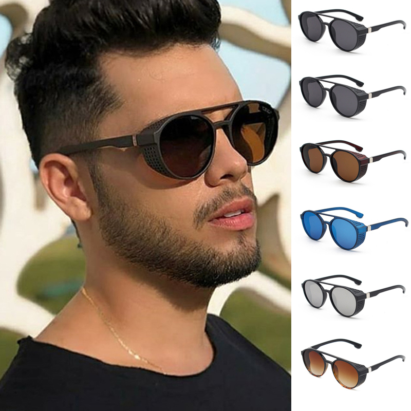 Óculos De Sol moda Estilo Aviador Masculino Oculos Retrô Redondo Steampunk
