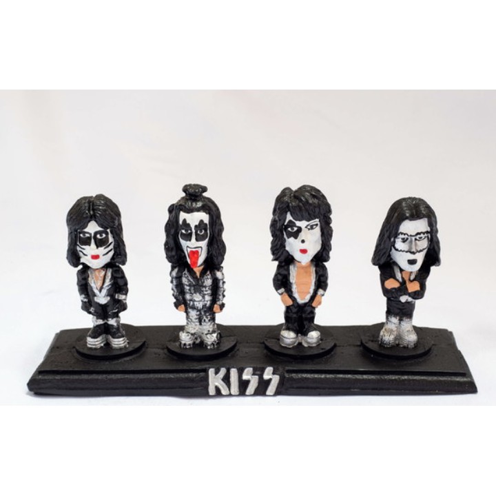 Quarteto Kiss Personagem Rock Roll Banda Resina Decorada Colecionável