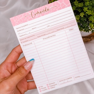 Bloquinho Comanda - Pink AnimalPrint 50 folhas.