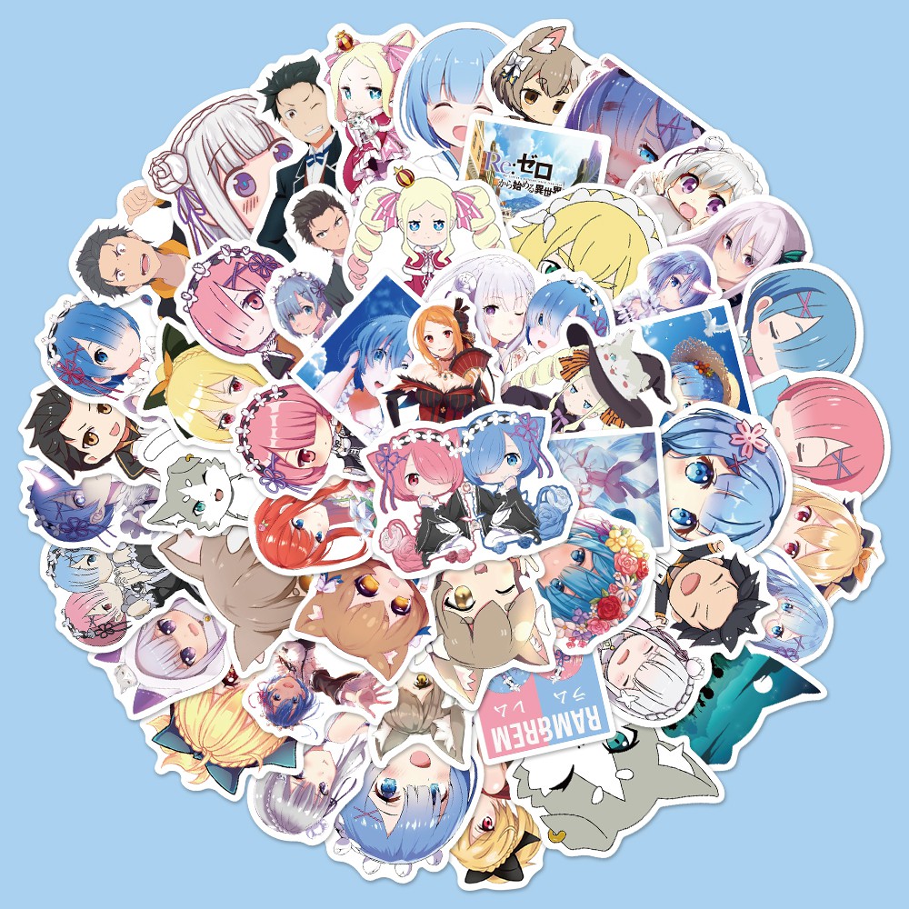 50 Pcs Bonito Re : A Vida Em Um Mundo Diferente De Zero Anime Adesivos Para Bagagem Copa Do Telefone Brinquedos Menina