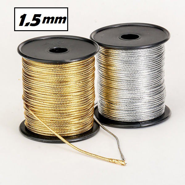 Fio Cordão Metalizado 1,5mm - Prata Dourado Atersanato em Oferta na Shopee