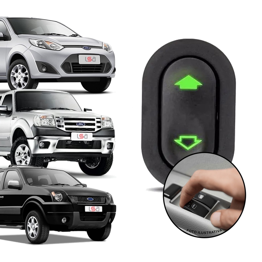 Botão Vidro Elétrico Interruptor Led Verde Dianteiro Direito Ford Fiesta Ecosport Ranger 2004até2014 em Oferta na Shopee