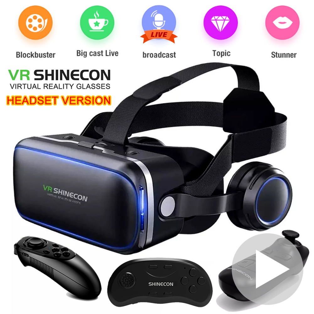 2023 Óculos VR Original Shinecon 6.0 3D Realidade Virtual Com Controle Remoto Para Android IOS