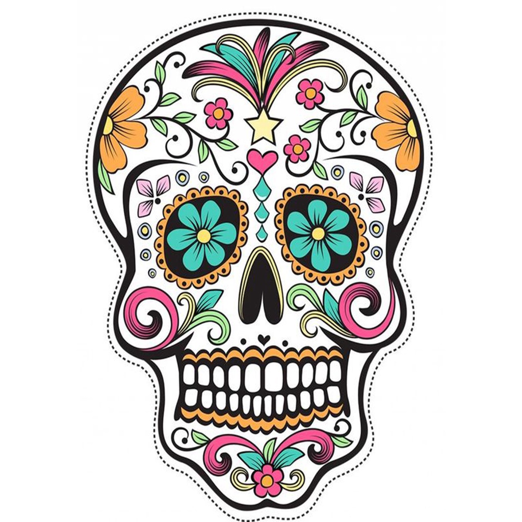 Quadro/poster decorativo caveira mexicana colorida (caveira 8)