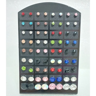 kit 36 Pares De Brinco Aço Inox Pedra Colorido Atacado Antialérgico Não Enferruja