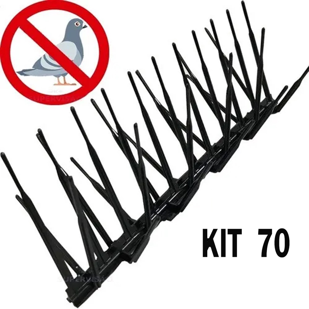 Kit 70 Espículas Anti Pombos Inibe Aves Policarbonato PretO