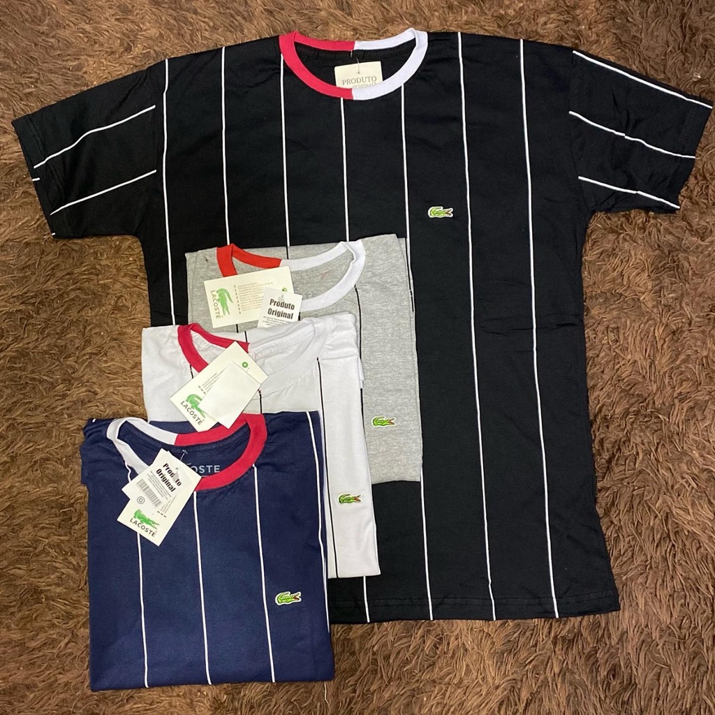 Camiseta Lacoste Listrada Modelo 2022 Masculino & Feminino - A Pronto ...