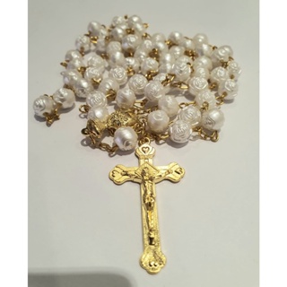 Terço De Pérolas Flor De Rosa Durado em Oferta na Shopee