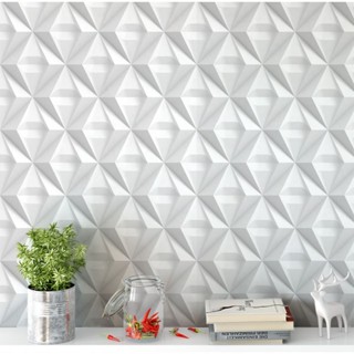 Papel De Parede Imita 3d Adesivo Vinílico Lavável Triangulo Branco E Cinza em Oferta na Shopee