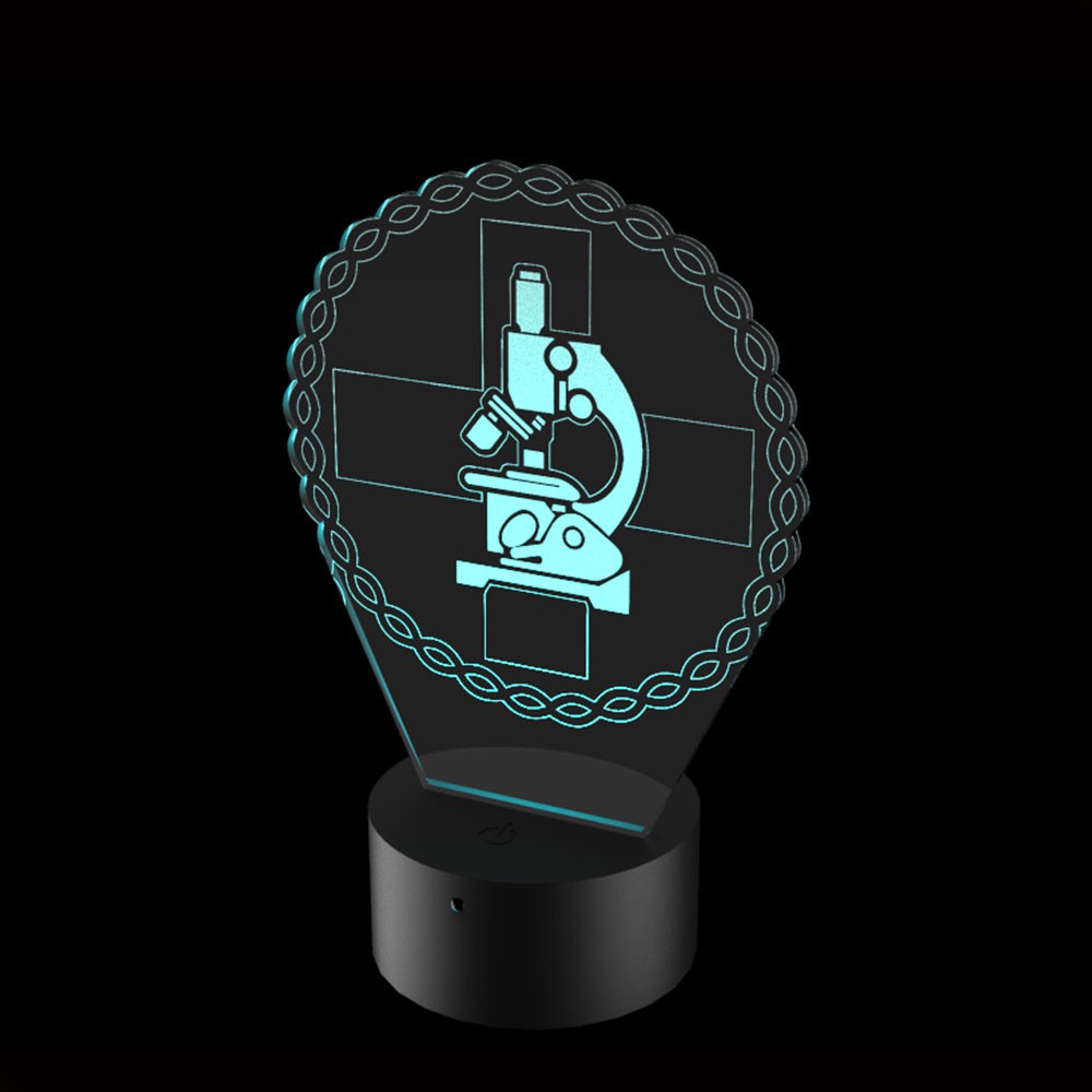 Luminária de Led Profissão Biomedicina 16 Cores Com Controle Remoto E Base