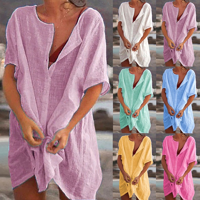 Saida de praia puro simples quimono vestido banho piscina mulher