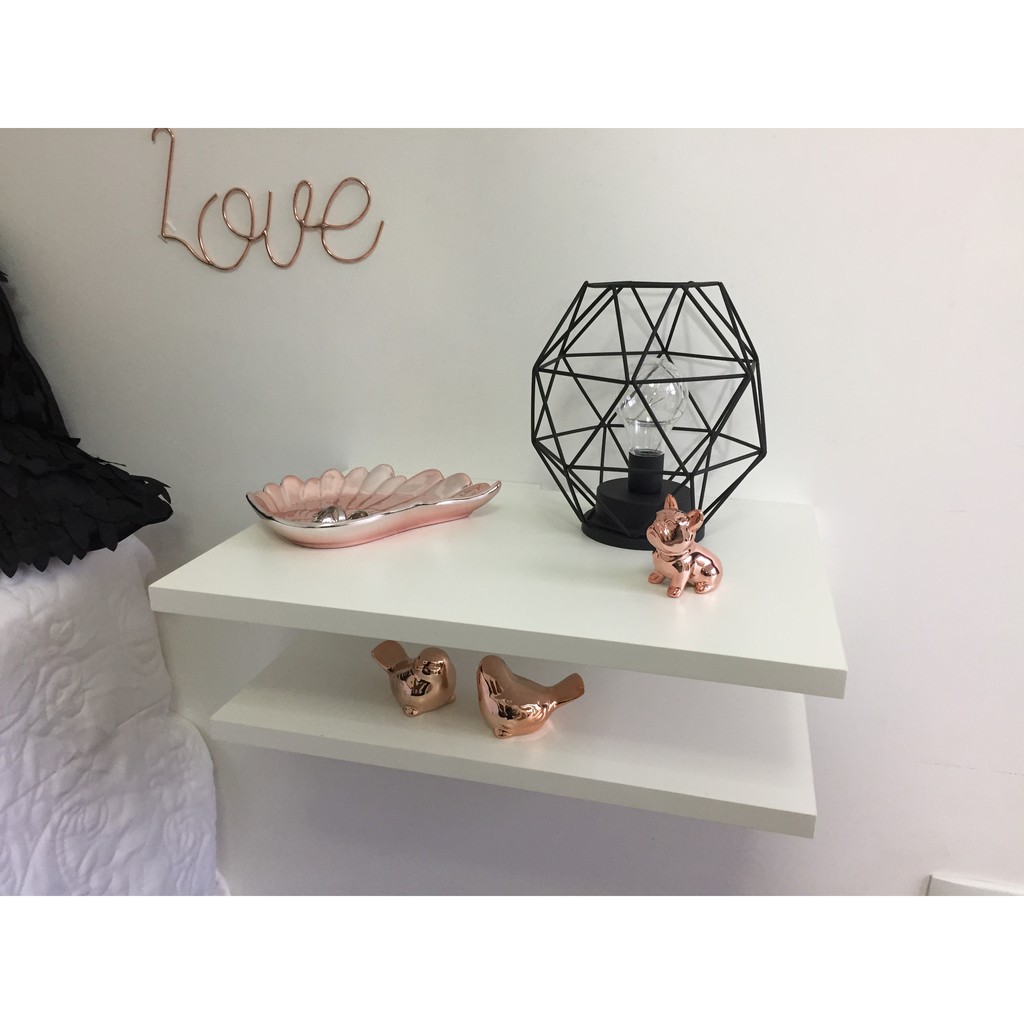 Mesa Lateral decoração quarto  criado supenso design original organiza oca mdf branco moderno contemporaneo