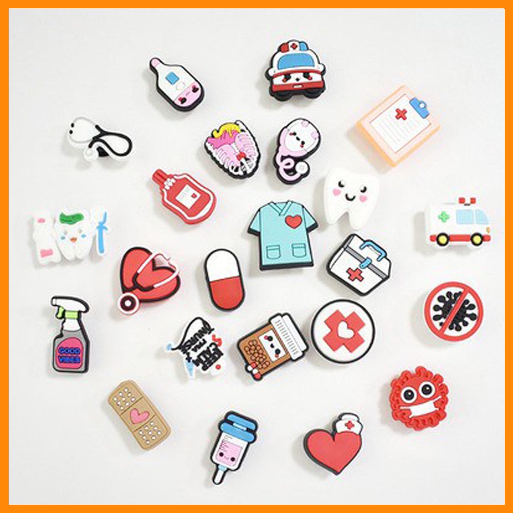 Estoque Pronto Para Acessórios para sandálias Pins Colorfully Medical Support Botão De Encanto Sapatos De Bricolagem em Oferta na Shopee
